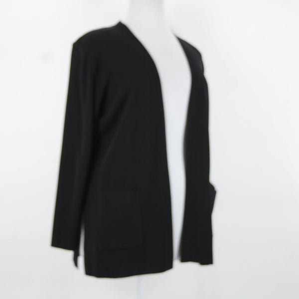 Misook Sz L Black Side Slits Pockets Rayon Acrylic Polyester Wrap