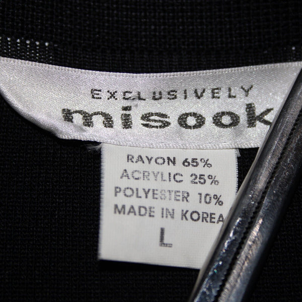 Misook Sz L Black Side Slits Pockets Rayon Acrylic Polyester Wrap