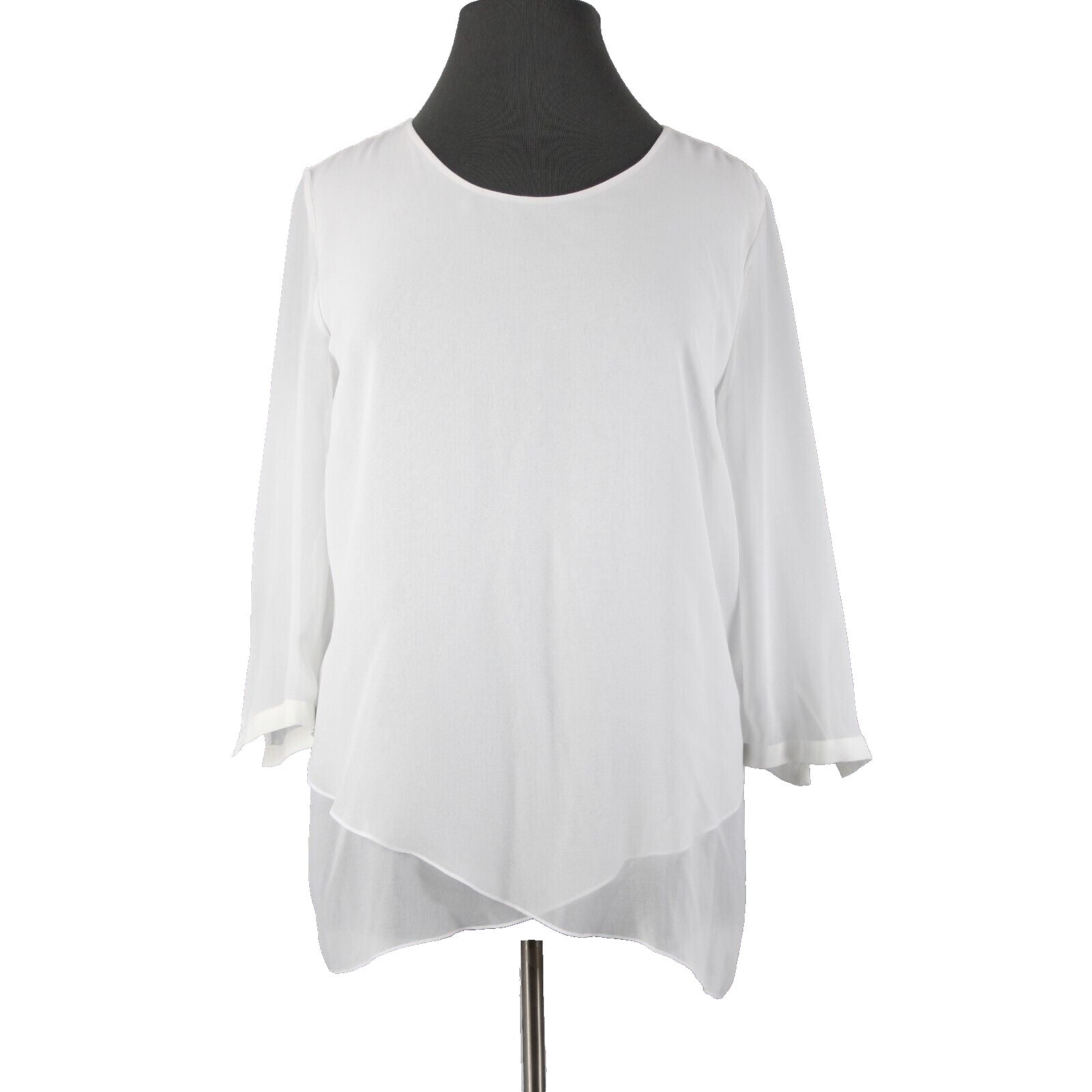 Blaser NEW $275 Everglades Blusen Sz 48 White Sheer Layered 100% Poly Top