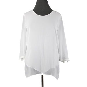 Blaser NEW $275 Everglades Blusen Sz 48 White Sheer Layered 100% Poly Top