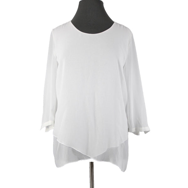 Blaser NEW $275 Everglades Blusen Sz 48 White Sheer Layered 100% Poly Top