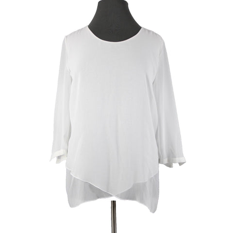Blaser NEW $275 Everglades Blusen Sz 48 White Sheer Layered 100% Poly Top