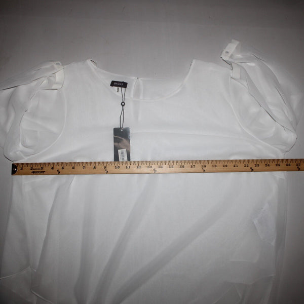 Blaser NEW $275 Everglades Blusen Sz 48 White Sheer Layered 100% Poly Top