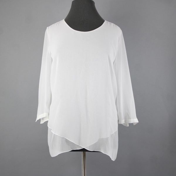 Blaser NEW $275 Everglades Blusen Sz 48 White Sheer Layered 100% Poly Top