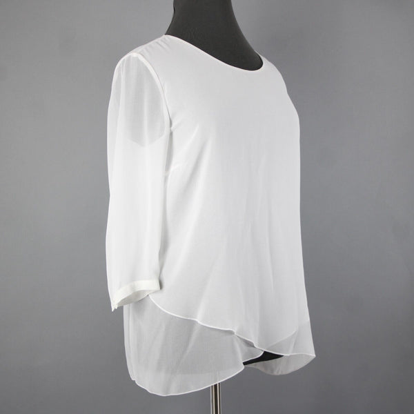 Blaser NEW $275 Everglades Blusen Sz 48 White Sheer Layered 100% Poly Top
