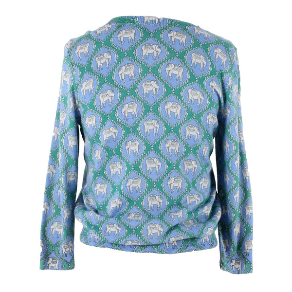 Talbots Petites Sz SP Blue Green Multi Button Up Cotton Rayon Cardigan