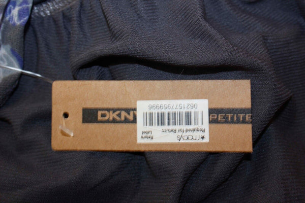 DKNY Petites Sz P NEW Charcoal Lavender Splatter Empire Nylon Mesh Lined Top 196