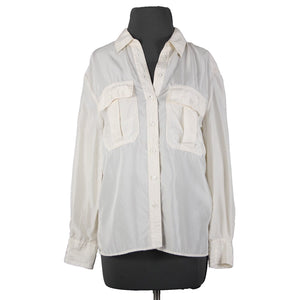 Banana Republic NEW $140 Sz XS Cream White Collared Buttons 100% Silk Top