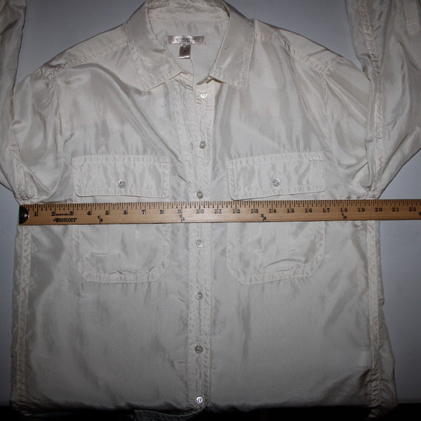 Banana Republic NEW $140 Sz XS Cream White Collared Buttons 100% Silk Top