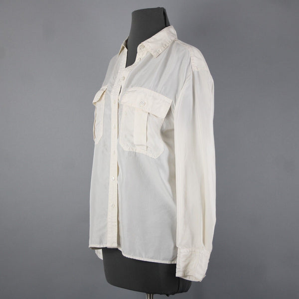 Banana Republic NEW $140 Sz XS Cream White Collared Buttons 100% Silk Top