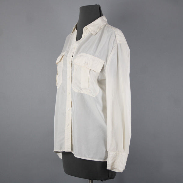 Banana Republic NEW $140 Sz XS Cream White Collared Buttons 100% Silk Top