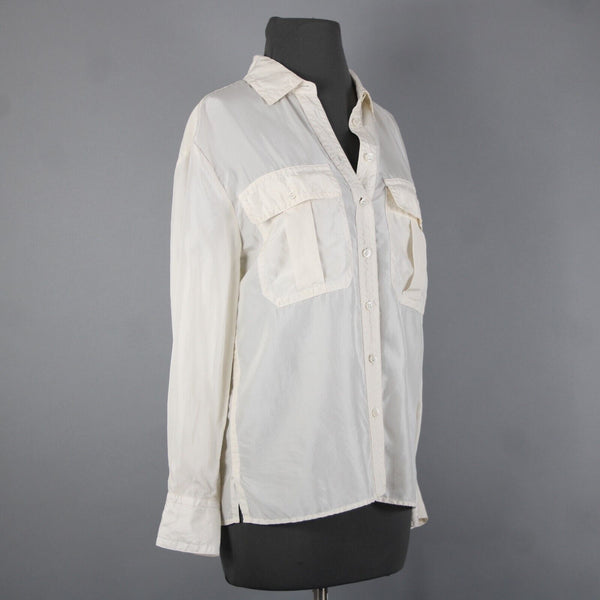 Banana Republic NEW $140 Sz XS Cream White Collared Buttons 100% Silk Top