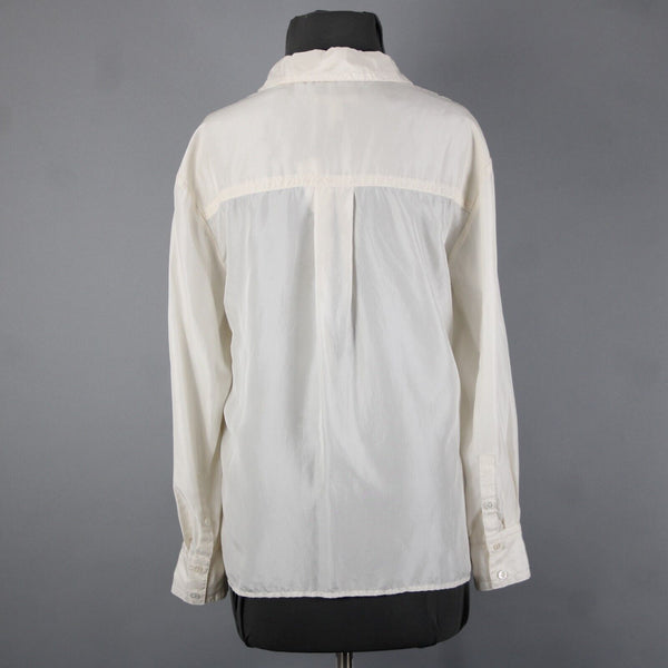 Banana Republic NEW $140 Sz XS Cream White Collared Buttons 100% Silk Top