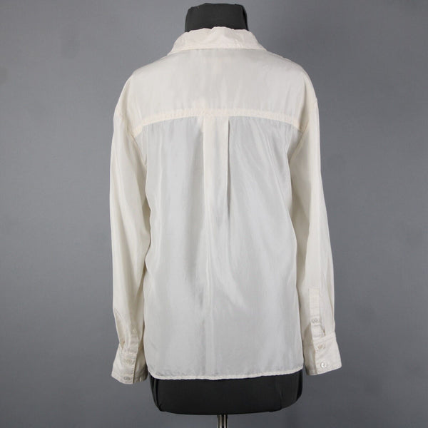 Banana Republic NEW $140 Sz XS Cream White Collared Buttons 100% Silk Top