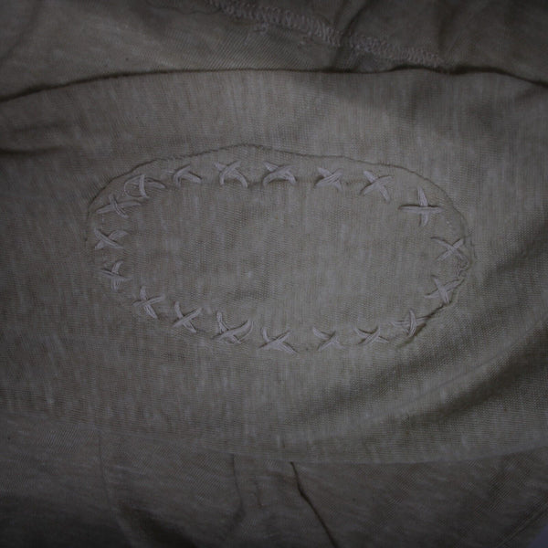 Double D Ranch Sz M Tan Ruffled Embroidered No Fabric Label Top