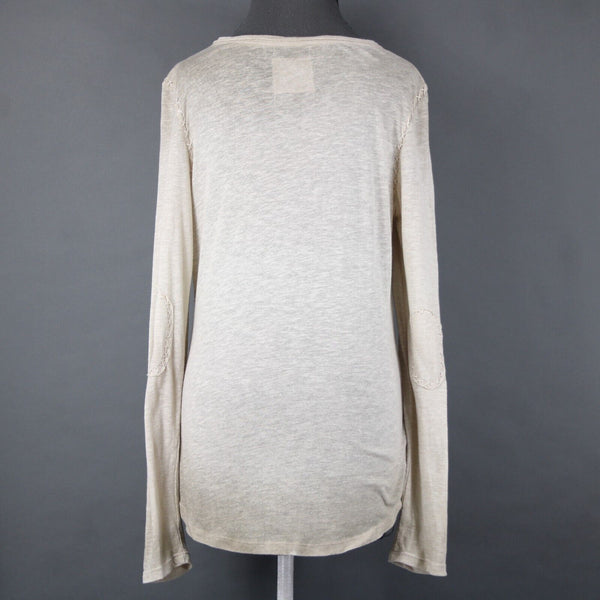Double D Ranch Sz M Tan Ruffled Embroidered No Fabric Label Top