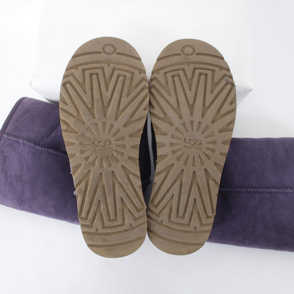 Ugg Boots Sz 8 Purple Calf High Genuine Sheepskin Lined Rubber Sole Boots