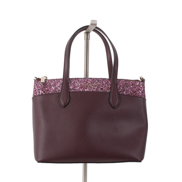 Kate Spade Purse 7 x 10 x 4 Purple Glitter Two Handle Inner Pocket Leather Purse