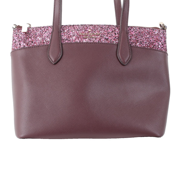 Kate Spade Purse 7 x 10 x 4 Purple Glitter Two Handle Inner Pocket Leather Purse