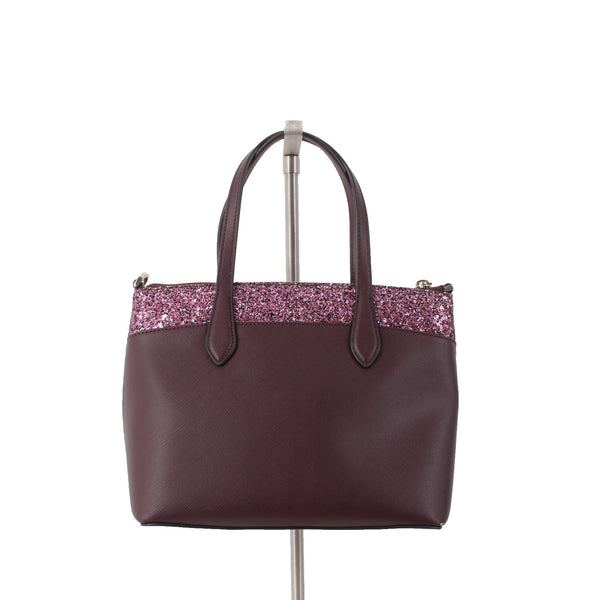 Kate Spade Purse 7 x 10 x 4 Purple Glitter Two Handle Inner Pocket Leather Purse