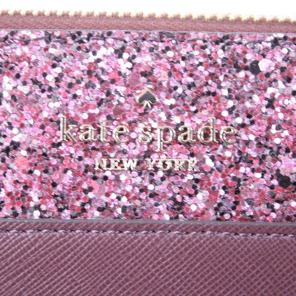 Kate Spade Purse 7 x 10 x 4 Purple Glitter Two Handle Inner Pocket Leather Purse