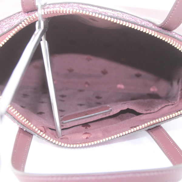 Kate Spade Purse 7 x 10 x 4 Purple Glitter Two Handle Inner Pocket Leather Purse