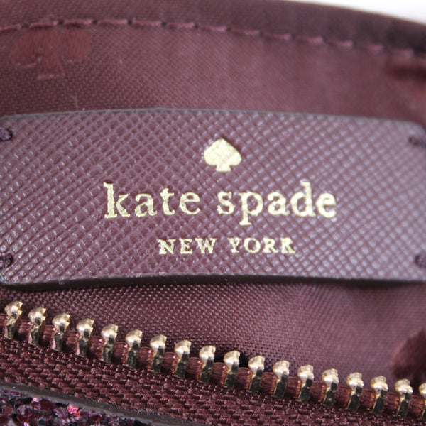 Kate Spade Purse 7 x 10 x 4 Purple Glitter Two Handle Inner Pocket Leather Purse