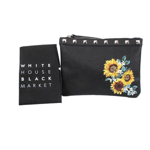 White House Black Market Black Multi Color Sunflowers 9 x 7 Polyurethane Wrislet