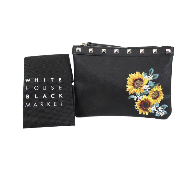 White House Black Market Black Multi Color Sunflowers 9 x 7 Polyurethane Wrislet