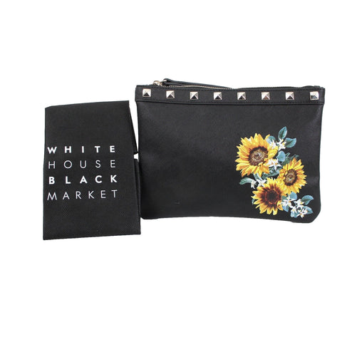 White House Black Market Black Multi Color Sunflowers 9 x 7 Polyurethane Wrislet