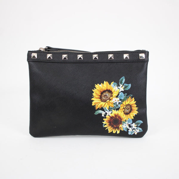 White House Black Market Black Multi Color Sunflowers 9 x 7 Polyurethane Wrislet