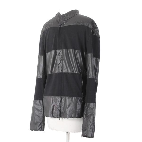 Emporio Armani Jacket Sz L Black Striped Mixed Media Jacket