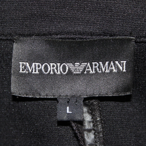 Emporio Armani Jacket Sz L Black Striped Mixed Media Jacket