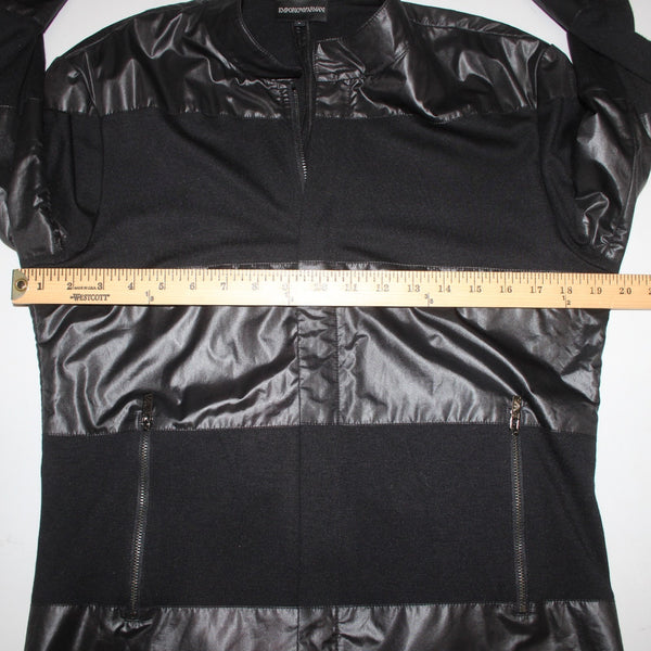 Emporio Armani Jacket Sz L Black Striped Mixed Media Jacket