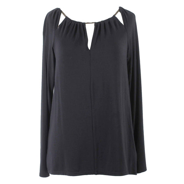 Ella Moss NEW $79 Sz XS Black Modal Spandex Silk Metallic Knit Top