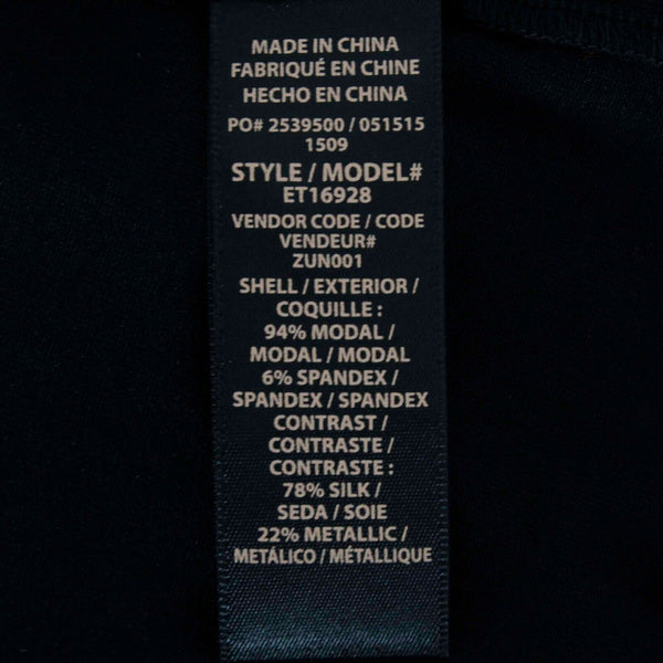 Ella Moss NEW $79 Sz XS Black Modal Spandex Silk Metallic Knit Top