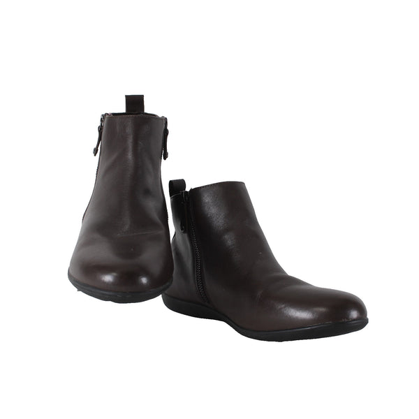 Revere Booties Toronto Sz 42 Chocolate Brown Zipper Leather Rubber Ankle
