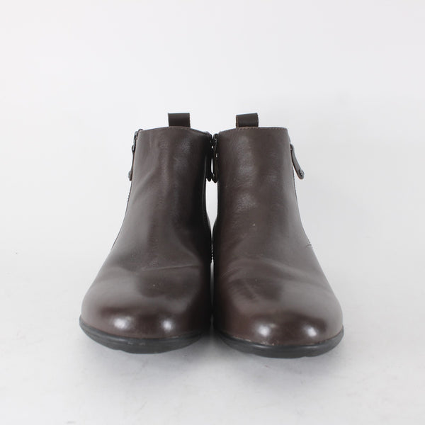 Revere Booties Toronto Sz 42 Chocolate Brown Zipper Leather Rubber Ankle
