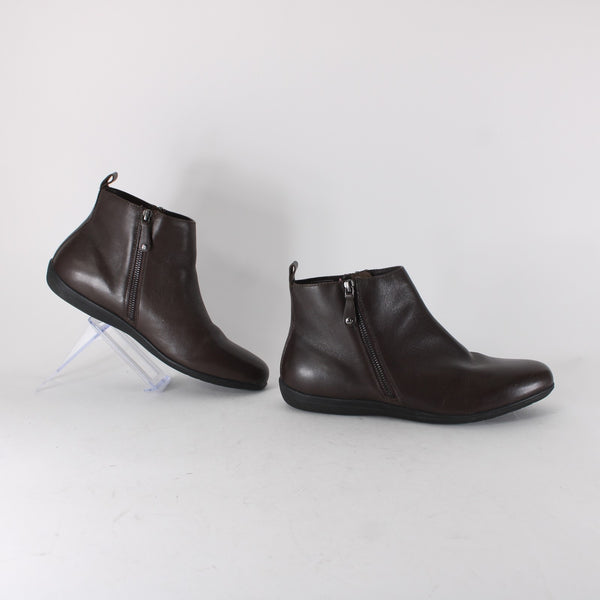 Revere Booties Toronto Sz 42 Chocolate Brown Zipper Leather Rubber Ankle