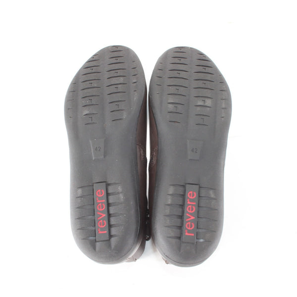 Revere Booties Toronto Sz 42 Chocolate Brown Zipper Leather Rubber Ankle