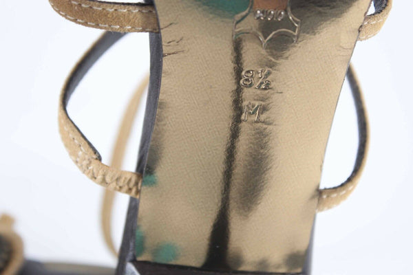 Donald J Pliner Najam Sz 8.5M Tan Brown Brass Suede 3.5" Heels