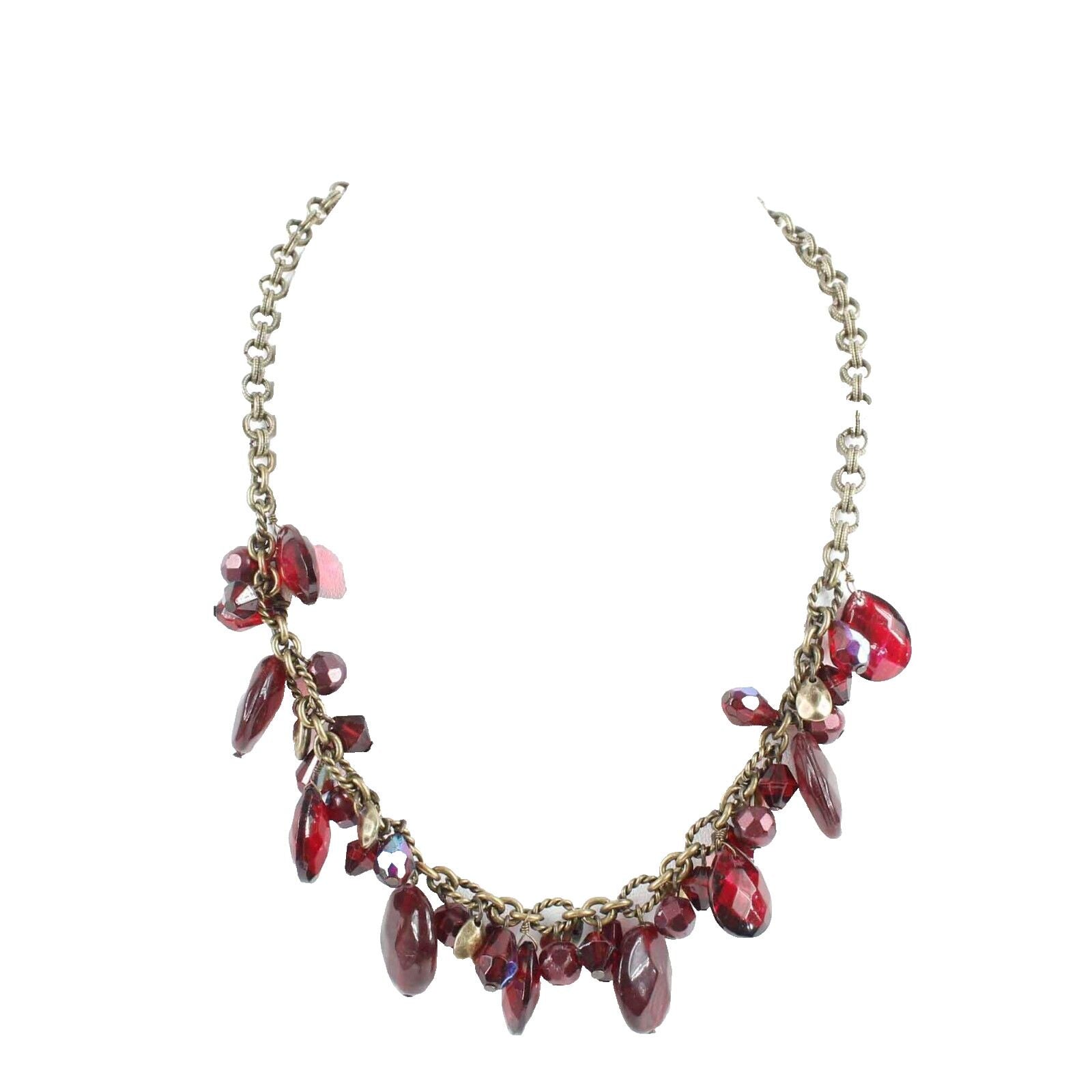 Coldwater Creek Sz 19 in Red Purple Multi Faux Crystal Cluster Necklace