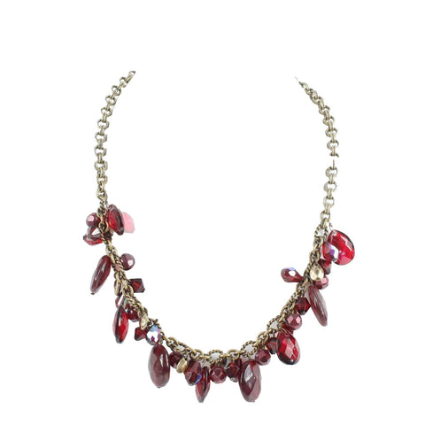 Coldwater Creek Sz 19 in Red Purple Multi Faux Crystal Cluster Necklace