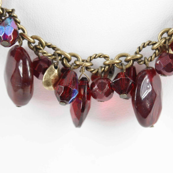 Coldwater Creek Sz 19 in Red Purple Multi Faux Crystal Cluster Necklace