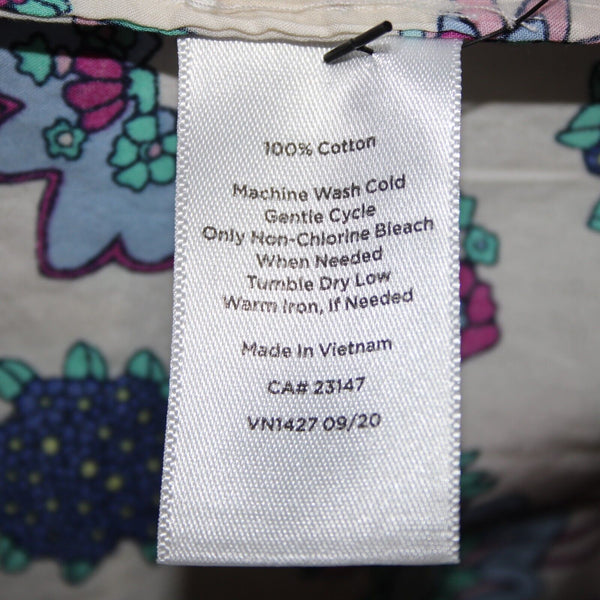 Talbots NEW $60 Sz 3X White Purple Multi Color Floral Button 100% Cotton Top