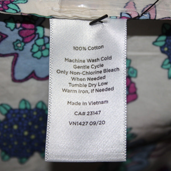 Talbots NEW $60 Sz 3X White Purple Multi Color Floral Button 100% Cotton Top