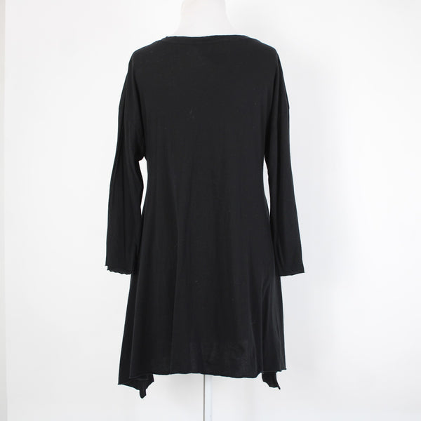 Mark And Estel Sz L Black Asymmetrical Bohemian 100% Cotton Top