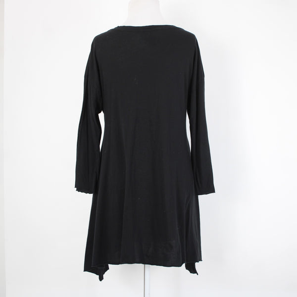 Mark And Estel Sz L Black Asymmetrical Bohemian 100% Cotton Top