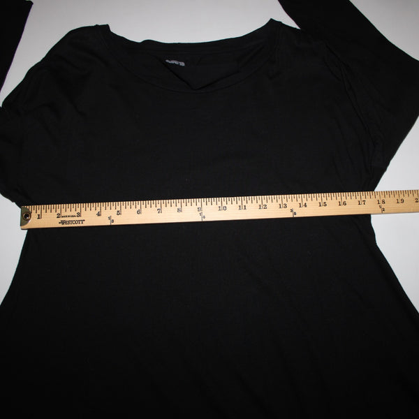 Mark And Estel Sz L Black Asymmetrical Bohemian 100% Cotton Top
