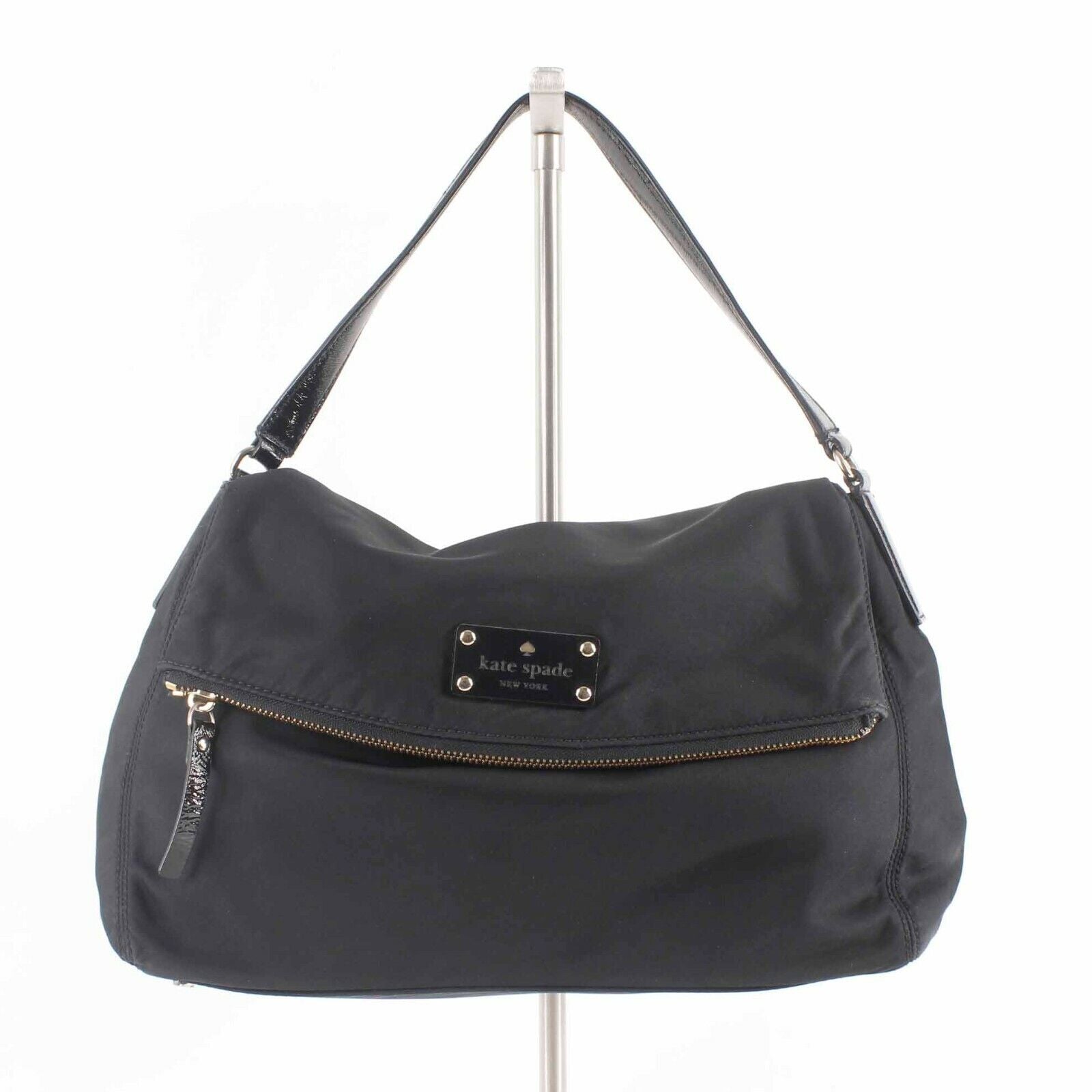 Kate Spade 14 X 9 X 4 Black Gold Inner Pockets Nylon Polyester Shoulder Purse